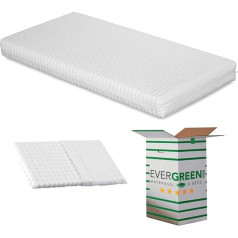 Evergreenweb Materassi & Beds Evergreenweb Cot Mattress 70 x 160 cm, Height 12 cm, White + 1 Pillow Free Anti-Choking Made of Cotton, Removable Cover, Allergy Tested, Washable | Symba