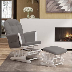 Hommdiy Rocking Chair with Stool Gliding Dark Grey Fabric