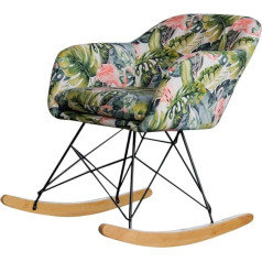 Kawola Stella Rocking Chair - Modern Swing Chair with Flamingo Pattern, Polyester Cover & Oak Wood Skids, Stylish Metal Frame, 62 x 73 cm, Perfect for Living Room and Reading Corner, Fabric Design,