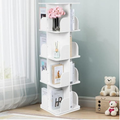 Nisorpa 4 Tier Rotating Bookcase 360° Square Rotating Bookcase Display Bookcase Corner Display Rotating Bookcase Floor Standing Bookshelves