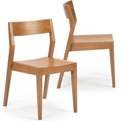 Plank+Beam Modern Dining Room Chairs Set of 2 Wooden Kitchen and Dining Room Chairs Wooden Chairs for Office Living Room Pecan