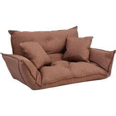 Usmask Lazy Sofa Bed, Folding Double Sofa Bed, 5-Way Adjustable Floor Lounger with 2 Cushions, Lazy Couch Sleeper Chair for Bedroom, Living Room, Office, Red (Brown)