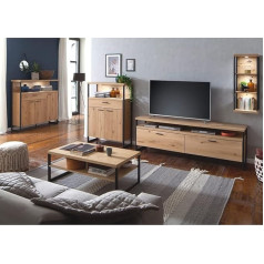 Lomadox Living Room Furniture Set 5 Pieces with LED Lighting Bianco Oiled Oak