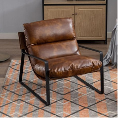 Chairus Lounge Chair, Upholstered Chair for Living Room, Made of PU Leather, Modern Wing Chair, Bedroom, Recliner Chair with Armrests (Brown)