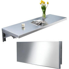 Schwebender Wand-Klappschreibtisch, Edelstahl, Waschküchentisch, funktionaler Hängeschrank (120 x 30 cm)