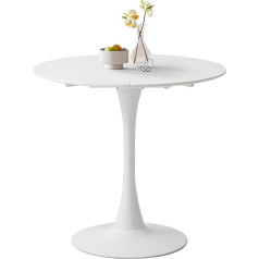 Uderkiny 80 cm Round Dining Table, White, Small Dining Table, Suitable for 2-4 People, MDF Board/Metal Iron Legs, Suitable for Kitchen, Dining Room, Cafe, Living Room (White)