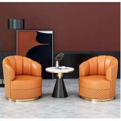 Chairs Set of 2 and Coffee Table, Single Sofa Side Chair with Carbon Steel Base, for Living Room, Bedroom, Orange