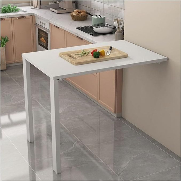 Generisch Solid Wood Folding Dining Table for Small Spaces, Space Saving, Foldable Table with Wide Table Top and Extendable Legs, Floating Wall Table for Kitchen and Dining Room, 80 x 80 x 50 cm