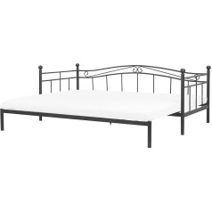 Beliani Extendable Elegant Metal Bed 80/173 x 200 cm Black Tulle