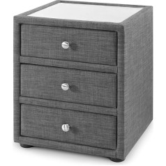 Julian Bowen Sorrento Bedside Table with 3 Drawers Grey Height 55 cm Width 45 cm Depth 45 cm