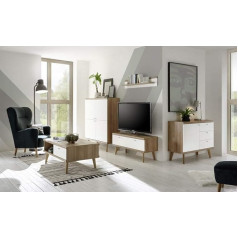 Beauty.scouts Möbel Im Beauty.Scouts Furniture Set Scandic I Oak Riviera NB / White Matt Set of 5 Living Room Furniture Set Cupboards Living Room Set