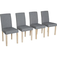 Alice's Home Set of 4 Chairs with Fabric Cover Light Grey Wooden Legs with Ceruse Finish