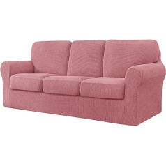 Generisch Stretch-Sofabezug-Set für Couch, mit separaten Rückenlehnen und Kissen, Rosa, 3-Sitzer, Spandex-Stoff, Couch-Schonbezug für Wohnzimmer, 9-teiliges Set