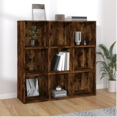 Firbnus Smoked Oak Bookcase, 98 x 30 x 98 cm, Bookcase, Wooden Bookcase, Slim Living Room Furniture Sideboard, Living Room Sideboard, Wooden Sideboard, Narrow Sideboard, Industrial