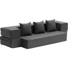 Vevor 3-in-1 Folding Sofa, Foldable Sofa Bed with 3 Cushions & Washable Cover, Convertible Sleeping Chair Made of 25D Memory Foam, Couch for Living Room, Bedroom, Light Grey (Twin/1030 x 1930 x 225