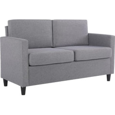 Mingone 2-Seater Sofa, Small Modern Upholstered Sofa, Simple Linen Sofa with 2 Cushions, Sofa for Living Room, Bedroom, Office, Hallway, Light Grey