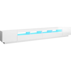 Homgoday TV-Schrank mit LED-Leuchten Hochglanz Weiß 300x35x40cm, Entertainment Center Schrank, TV-Schrank HiFi-Schrank Stereoschrank TV-Schrank Wohnzimmermöbel Home Indoor Aufbewahrungskiste