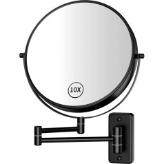 Gospire Cosmetic Mirror Wall Mounted 9 Inch Double-Sided Wall Mirror Shaving Mirror Makeup Mirror with Normal and 10x Coarsening, 360° Swivel, Chrome-Plated for Bathroom, Beauty Studio, Hotel