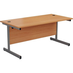 Office Hippo Heavy Duty Rectangular Office Desk with Carry Beam, PC Desk for Office or Home Office with Integrated Cable Channel, Silver Frame, Beech Top Top Top 120cm x 80cm