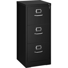 Yitahome Lockable Filing Cabinet, Metal Filing Cabinets with 3 Drawers for A4, Legal, Letter, Anti-tilt Office Cabinet with Cue Card Slot for Home Office, Black, 45.8 x 45 x 103 cm