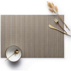 Amdxd 4er Set Tischsets Abwaschbar Natur Quadratisch, PVC Platzset Abwaschbar Motiv Gewebt Vertikal Streifen Anti-Rutsch, Tischuntersetzer Abwaschbar Hell Kaffee für Esstisch, Antifouling, 30x45CM