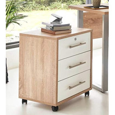 Bmg-Moebel.de Office Furniture Complete Set Study Office Edition Mini in Sonoma Oak / White Matt (Roll Container)
