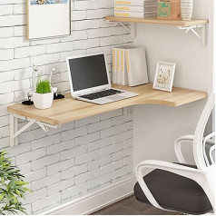 Generisch L-Shaped Corner Table Multifunction Workbench Wall Mounted Folding Table for Home Office White