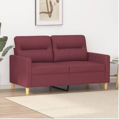 Mengtu 2-Seater Sofa Double Sofa Couch Lounge Sofa Relax Sofa Upholstered Sofa Guest Sofa Loveseat Sofa for Living Room Bedroom Guest Room Wine Red 120 cm Fabric