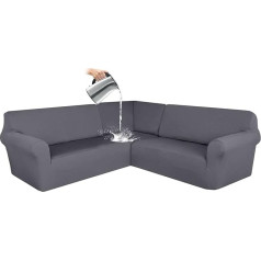 ‎Zrcyxdw ZRCYXDW Waterproof Corner Sofa Cover, Pack of 3 Sofa Covers, L Shape, 5 Seater, Stretch, L Shape, Sofa Cover, Protection, Washable, for Living Room, Dark Grey, 5 Seater
