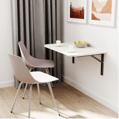 Akke 70 x 60 cm | Wall Folding Table with Rounded Corners Folding Table Kitchen Table Desk Children's Table White Craft