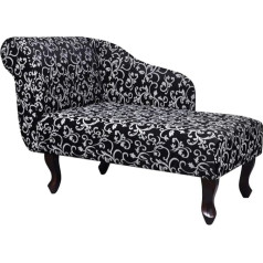 Yorten Chesterfield Chaise Longue Lounge Sofa Fabric Polyester 104 x 51 x 69.5 cm (L x W x H) Black and White