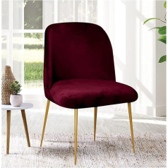 XGANGM Covers for Vintage Kitchen Dining Room Chairs Stretch Velvet Padded Seat Chair Cover with Curved Backrest Without Armrests Set 2/4/6 Modern Office Chair Cover, Red Wine, 4 Pieces