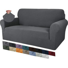 ‎Maxijin MAXIJIN Creative Jacquard Couch Covers for 2 Seater, Super Stretch Non-Slip Love Seat Sofa Cover for Dogs Pet Friendly Elastic Protector Loveseat Slipcovers (2 Seater, Dark Grey)