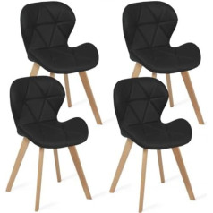 Idmarket Set of 4 Black Dining Chairs