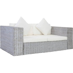 Vidaxl Sofa 2 Seater with Padding Two Seater Lounge Sofa Rattan Sofa Seating Furniture Rattan Furniture Living Room Furniture Office Furniture Grey Natural Rattan