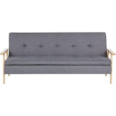 Beliani Tjorn Sofa Bed Function Grey Upholstered Cover Modern 3-Seater Sofa Bed