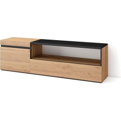 Skraut Home TV Cabinet, Lowboard, for Living Room and Dining Room, 150 x 45 x 35 cm, for TVs up to 65 Inches, TV Table, Modern Style, Oak Black