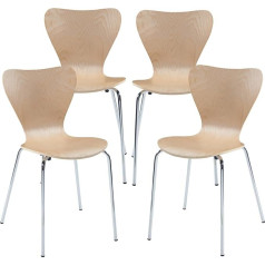 [En.casa] Dining Room Chairs Set of 4 Dining Room Chairs for Dining Room Kitchen Chairs Stackable Chair Wood Metal Legs 80 x 48 x 45.5 cm Armchair Wood Colour