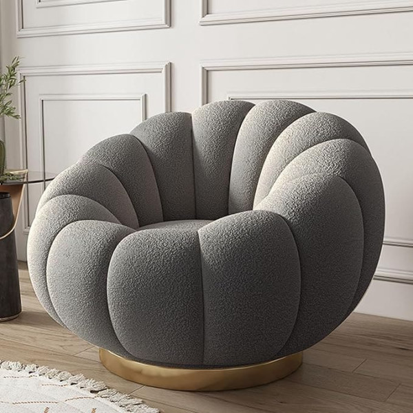 Sohodoo Bean Bag Chair with Swivel Base - Comfortable Cozy Sofa, Durable Comfort Accent Chair with Ottoman for Living Room and Bedroom, Optional Footrest (Color : Gray)
