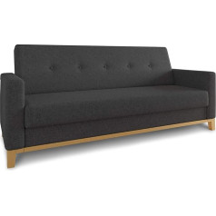 Sofnet Wood Sofa with Sleep Function - Sofa Bed with Bed Box, Sofa Bed, Solid Wood, Upholstered Sofa with Wooden Feet, Couch Set, Couch (Black (Twist 23))