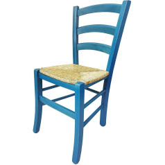 Zstyle , Venice Coloured Wood Straw Chair Restaurant Agritourism Kitchen Home Green Blue Yellow Red (Blue)
