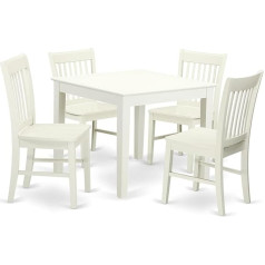 East West Furniture 5 Piece Dinette Table Set - Table and 4 Wooden Dining Chairs in Linen White