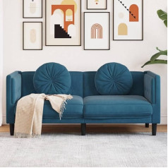 Willood 2-Seater Sofa with Cushion Couch for Living Room, Living Room Sofa, Living Room Furniture, Blue Velvet