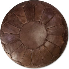 Poufs&Pillows Premium XL Genuine Leather Pouf - Handmade - Supplied Filled - Ottoman Bean Bag Footstool (Chocolate)