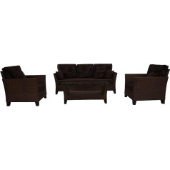 Krines Home Elegant Rattan Living Room Set with Upholstery Conservatory Furniture Set Living Room Rattan Furniture Set (4 Pieces)