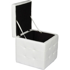 Dmora Pouffe Container Faux Leather White 45 x 47 x 45 cm