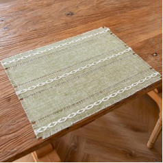 Amdxd 4er Set Tischsets Platzsets Retro Vintage Quadratisch, Polyester Platzset Weihnachten Abwischbar Weben Hohl Streifen Anti-Rutsch, Tischuntersetzer Deko Grün für Küche Hause, 38x45CM