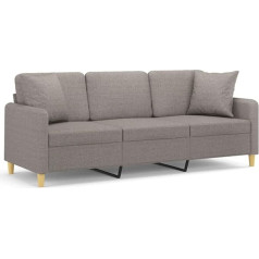 Uluyyuc Living Room Furniture Floor Sofa Sofas & Couches Corner Sofa - 3-Seater Sofa with Decorative Cushions Taupe 180 cm Fabric for Patio Party Garden Lounge