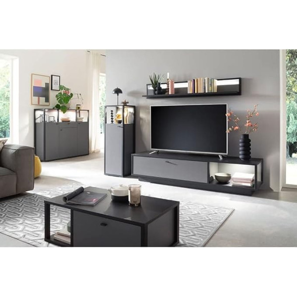Lomadox Living room complete set-05 in modern royal grey with anthracite