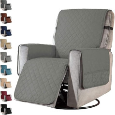 ZUKETANG Armchair Protector, TV Chair, Waterproof, Non-Slip Armchair Protector, 1-Seater Recliner Chair with Pockets, Chair Throw, Washable Chair Protector for Dogs, Pets, Light Grey, Small